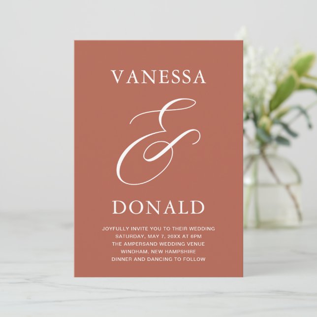 Vanessa Terracotta Modern Bröllop Inbjudningar (Stående Fram)
