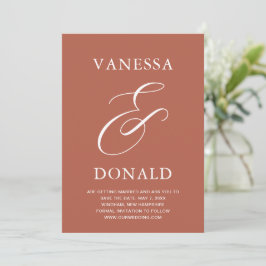 Vanessa Terracotta Modern Bröllop Spara Datumet
