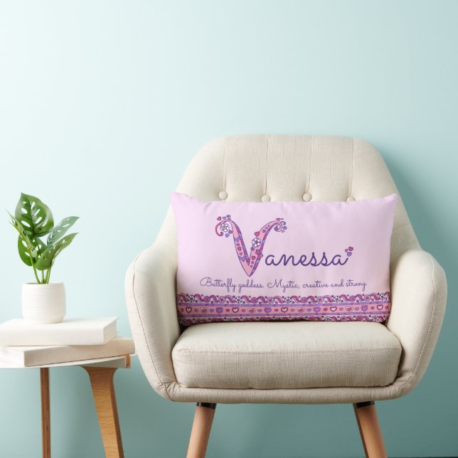 Vanessa V namn betyder doodlkonst Lumbarkudde (Stol)