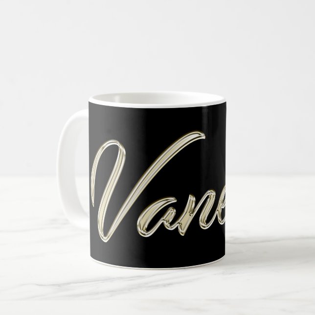 Vanessa white gold Handwriting Tasse Kaffeetasse Kaffemugg (Framsida vänster)