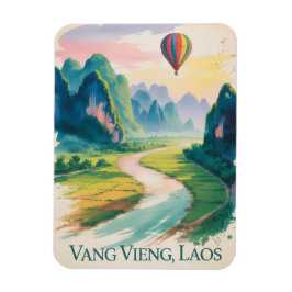  Vang Vieng Laos Hot air Balloon Vintage Magnet