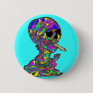 VanGogh's Calavera Skull Smoking Cigarette Knapp