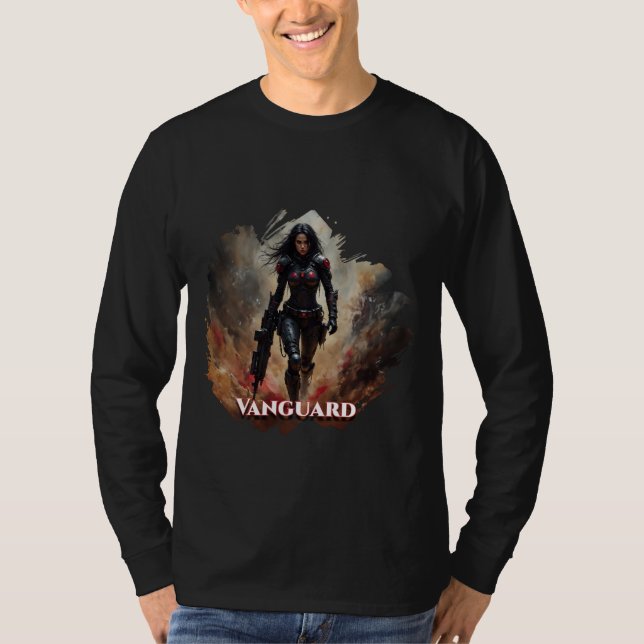 Vanguard – Futuristic Female Warrior T Shirt (Framsida)