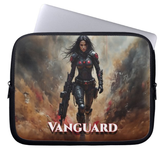 Vanguard – Futuristisk kvinnlig krigare Laptop Fodral (Framsidan)