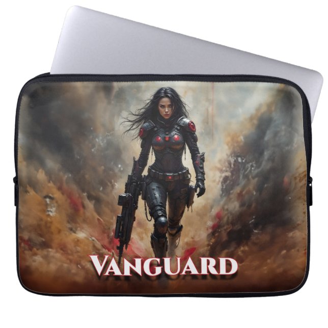 Vanguard – Futuristisk kvinnlig krigare Laptop Fodral (Framsidan)
