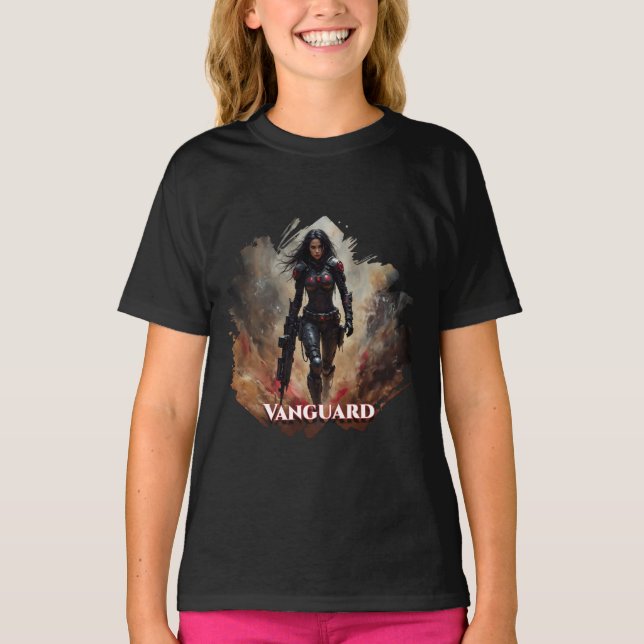 Vanguard – Futuristisk kvinnlig krigare T Shirt (Framsida)