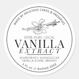 Vanilextraktsblomma och teckning-bönprodukt runt klistermärke