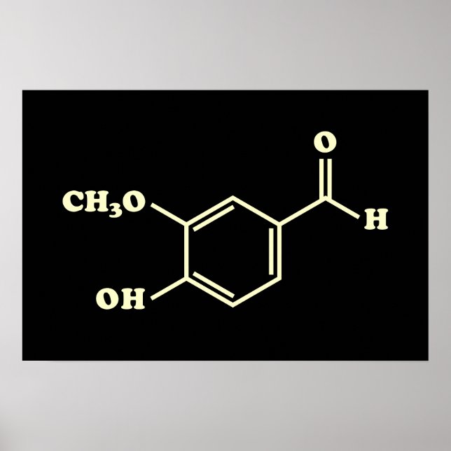 Vanilj Vanillin Molekylär Kemisk Formel Poster (Framsidan)