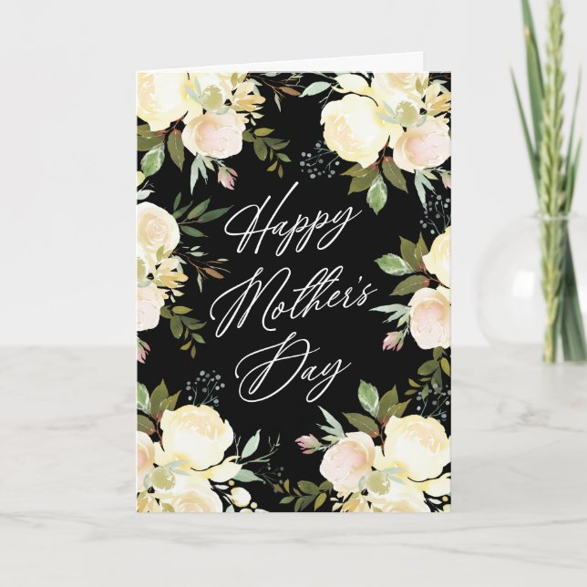 Vanilj Vattenfärg Blommor Mors Dag Helgkort (Framsida)