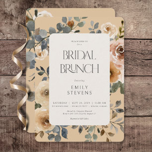 Vanilj Vita Boho Rosor Kräm Bröllop Brunch Inbjudningar