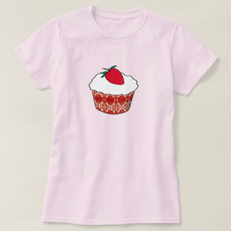 Vaniljcupcake med jordgubbe t shirt