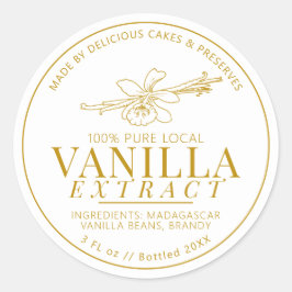 Vaniljextrakt, blomma och gult teckning runt klistermärke