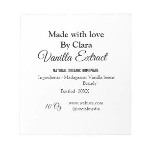 Vaniljextrakt hemmagjord lägg till ingredienser vi anteckningsblock
