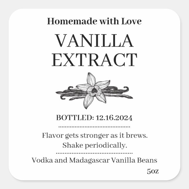 Vaniljextrakt Modern etikett Klistermärke V4 (Framsida)