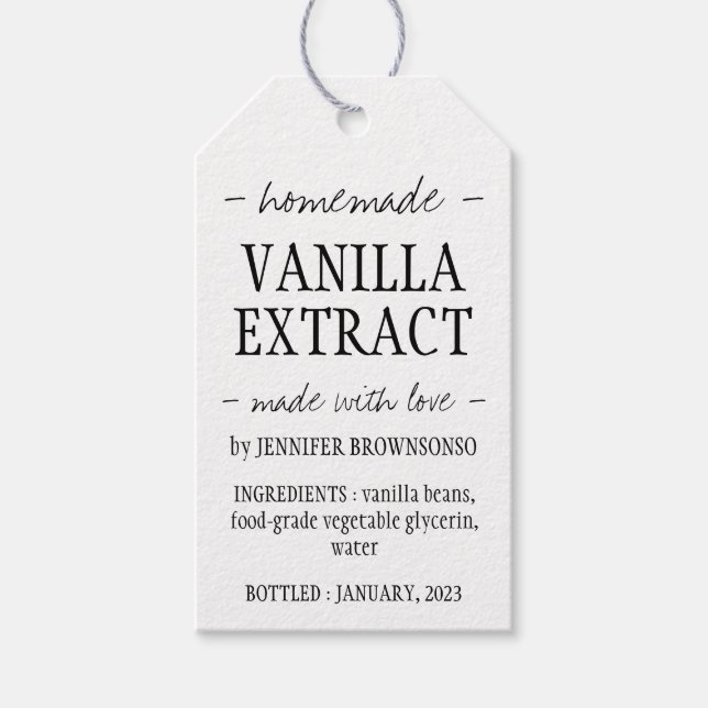 Vaniljextraktflaska Hembyggd varumärke Presentetikett (Framsidan)