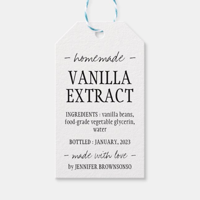 Vaniljextraktflaska Hemlagad enkel Presentetikett (Framsidan)