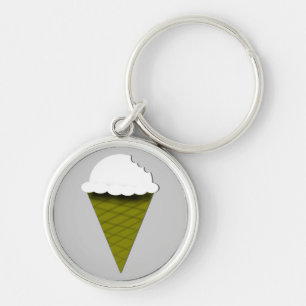 Vaniljglass Keychain Rund Silverfärgad Nyckelring