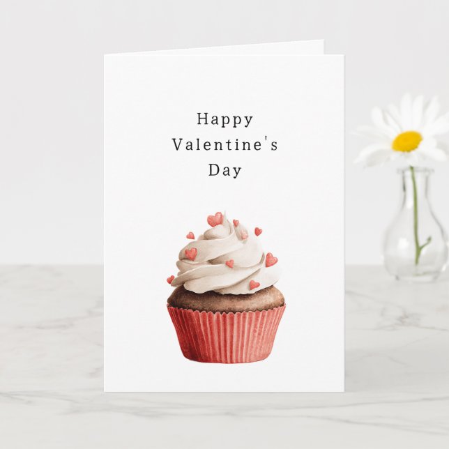 Vaniljglasy Hearts Choklad Cupcake Kort (Liten växt)