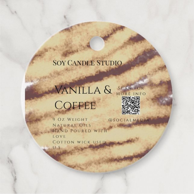 Vaniljkaffesojabandle lägg till QR-businesInbjudan Gåvor Etiketter (Framsida)