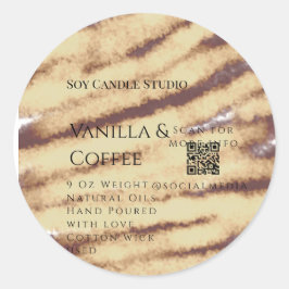 Vaniljkaffesojabandle lägg till QR-businesInbjudan Runt Klistermärke