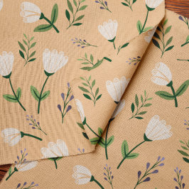 Vaniljtyg med mjuka vita blommor tyg
