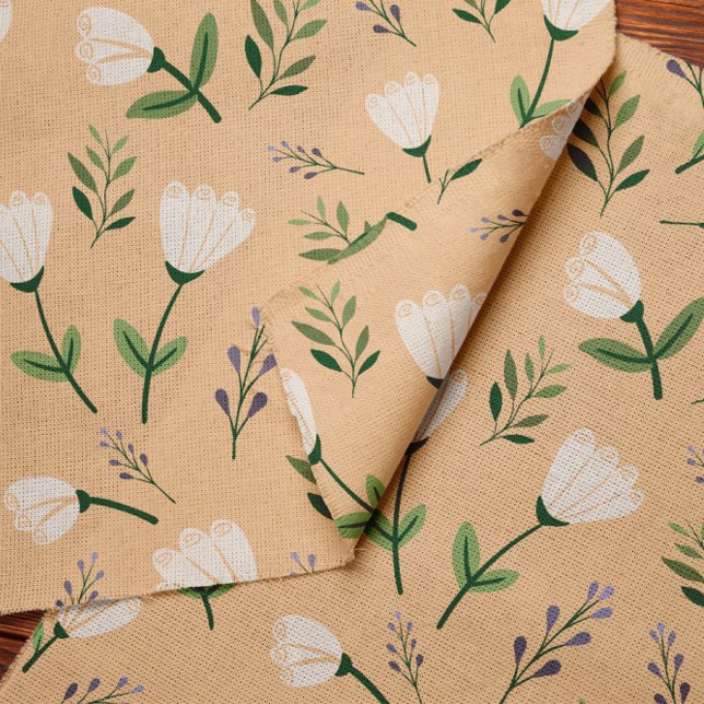 Vaniljtyg med mjuka vita blommor tyg (Skapare uppladdad)