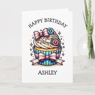 Vanilla Birthday Cupcoa med Inside Coloring Page Kort