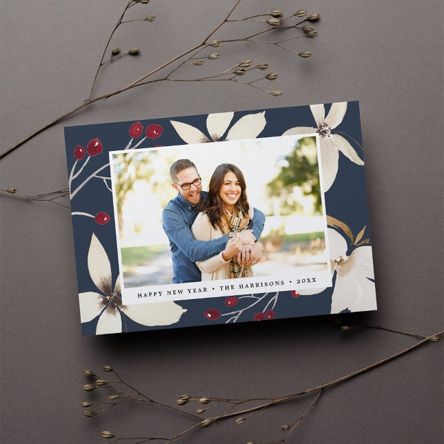 Vanilla Blommar | Nytt års fotokort Julkort (Skapare uppladdad)