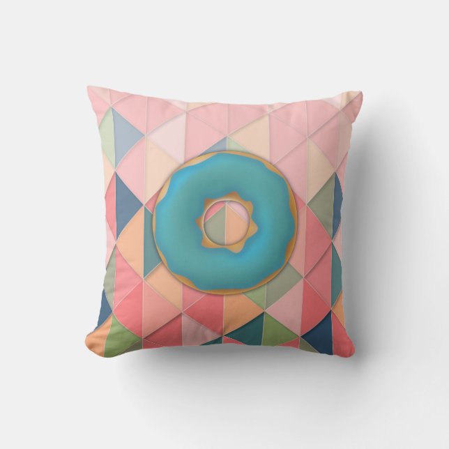 Vanilla & Blueberry Yummy Donuts Geometric Design Kudde (Framsida)