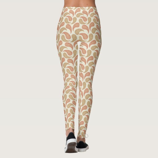 Vanilla-Brown Paisley Mönster Leggings (Baksida)