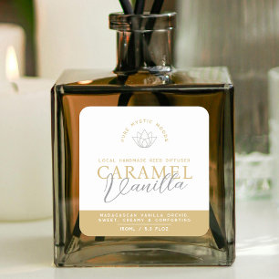 Vanilla Caramel Brunt tvättställ, produktetikett Fyrkantigt Klistermärke