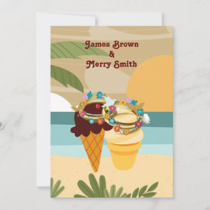 Vanilla Chocolate Ice Creams Beach Wedding Inbjudningar