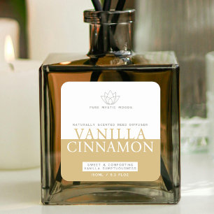 Vanilla cinammon, brun gult, vit diffusor fyrkantigt klistermärke
