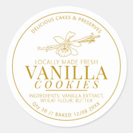 Vanilla cookies-blommor och bönor teckning golden runt klistermärke