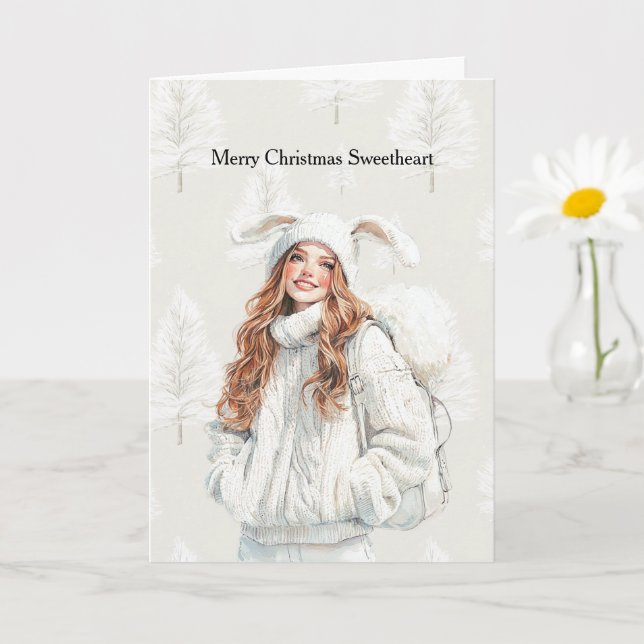 Vanilla Cream Christmas Red Head Bunny Ears Kort (Liten växt)