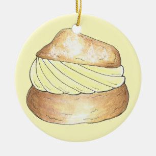 Vanilla Cream Puff Pastry Sweet Creampuff Foodie Julgransprydnad Keramik