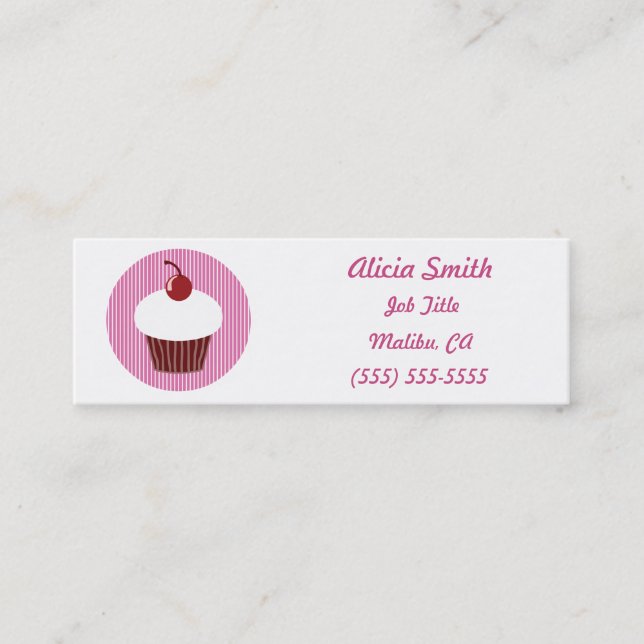 Vanilla Cupkaka och Rosa Rand Mini Visitkort (Framsida)
