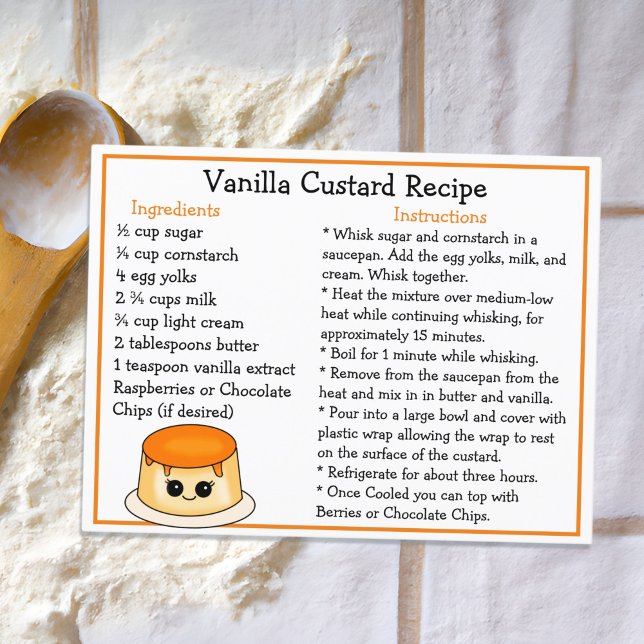 Vanilla Custard Recept Card Vykort (Skapare uppladdad)