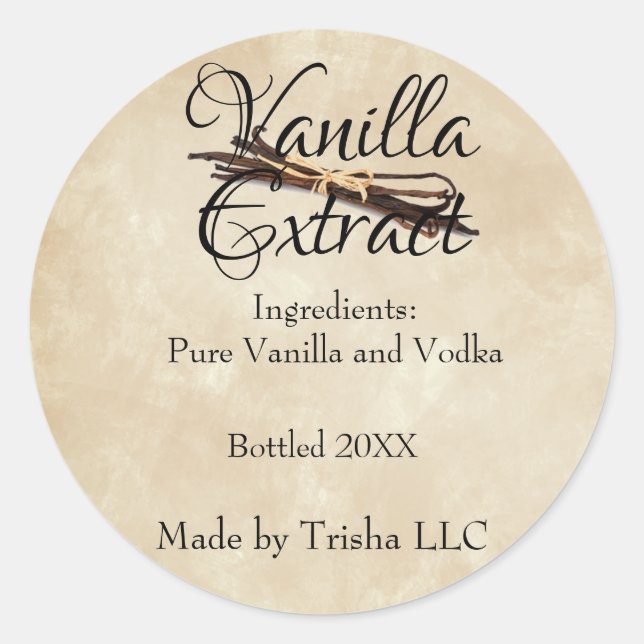Vanilla Extract Anpassningsbar Etikett (Framsida)