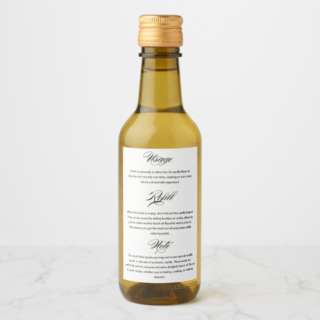 Vanilla Extract Användningsetiketter för apotekset Vinetikett (Framsida)