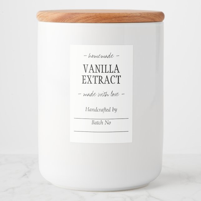Vanilla Extract Bottle Jar Mat Etikett (Framsida)