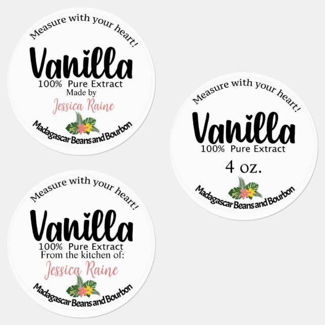 Vanilla Extract Labels, Madagaskars bönetiketter Klistermärke (Grupp)