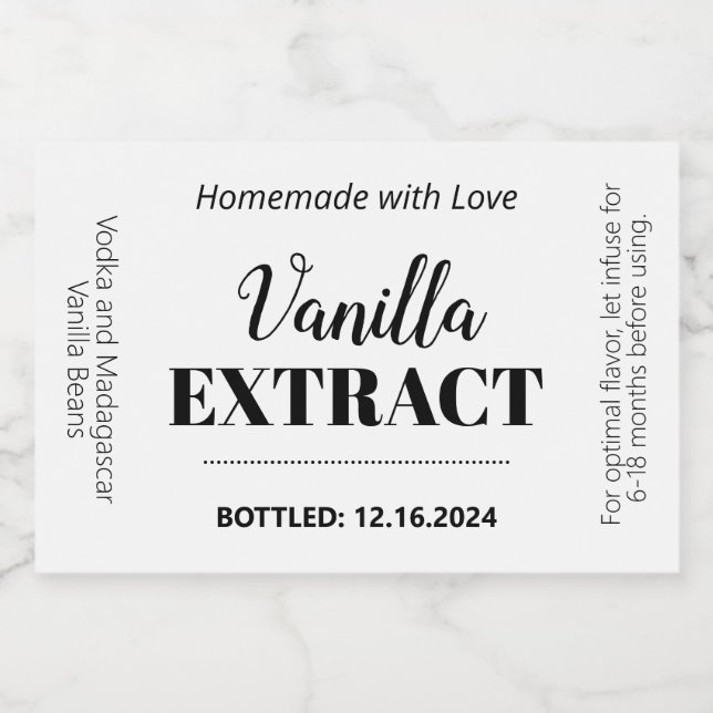 Vanilla Extract Modern etikett, etikett, etikett,  (Enkel etikett)