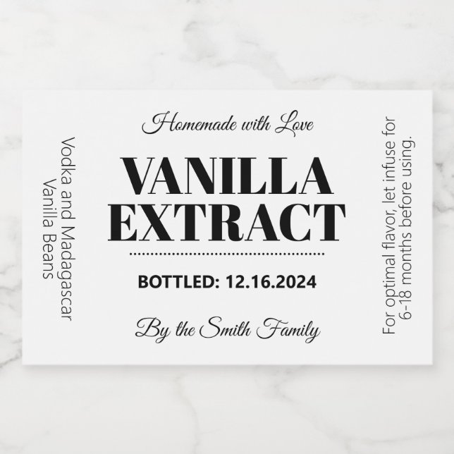 Vanilla Extract Modern etikettetikett, etikett, VA (Enkel etikett)