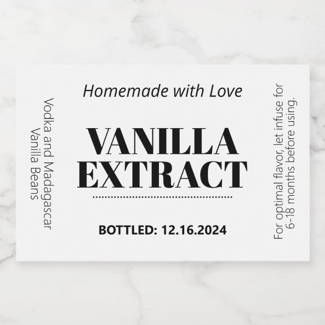 Vanilla Extract Modern etikettetikett, etikett, VA (Enkel etikett)