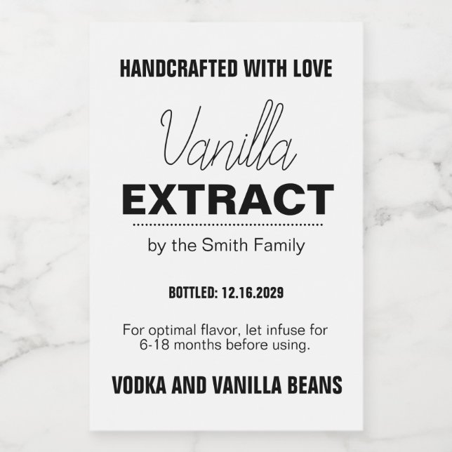 Vanilla Extract Modern Label Sticker VLL1rt Vinetikett (Enkel etikett)