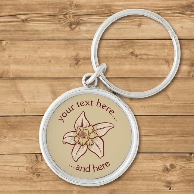 Vanilla Flower Icon Rund Silverfärgad Nyckelring (Skapare uppladdad)