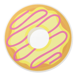 Vanilla Frosted Donut med Rosa Drizzle Knopp