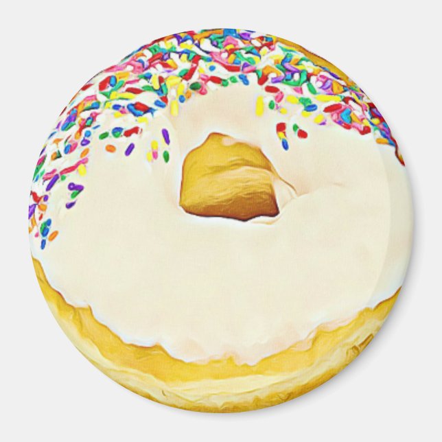 Vanilla Frosted Donut med Sprinkles Magnet (Framsidan)