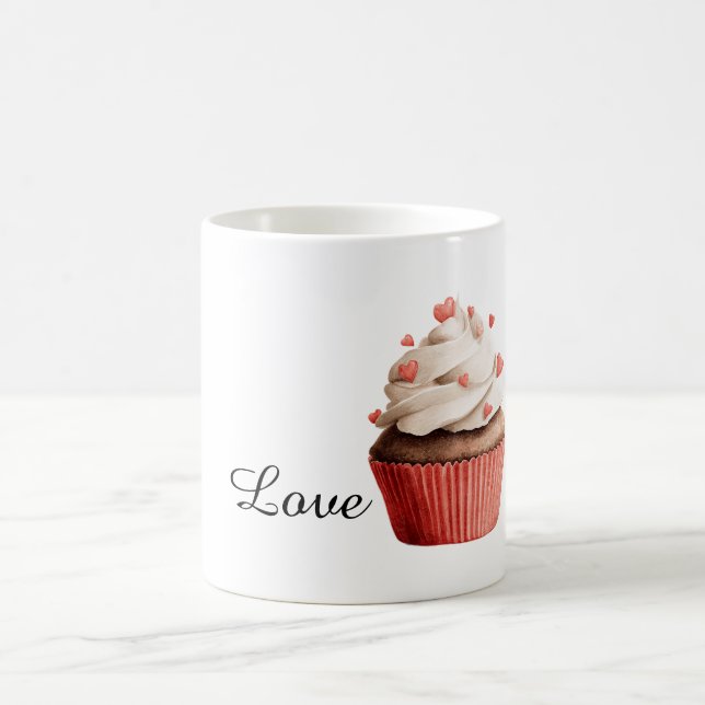 Vanilla Frosting Hearts Chocolate Cupcake Kaffemugg (Center)